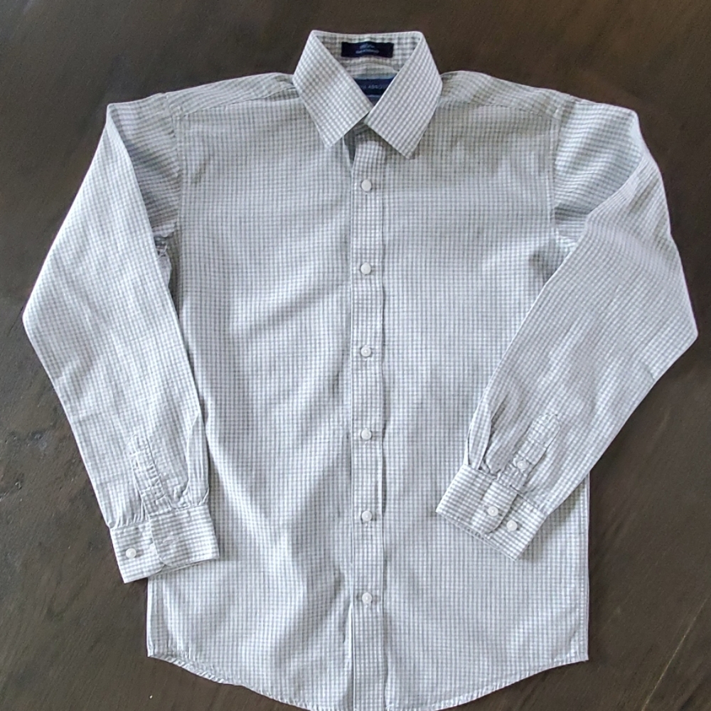 Boys dress shirt long sleeve grey check size 14